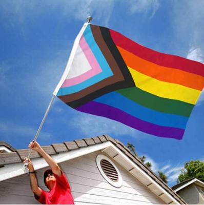 China Large FLYING Lesbian Lgbt Pride Flag Gay Rainbow Polyester Running Wholesale 3x5ft Flying for sale