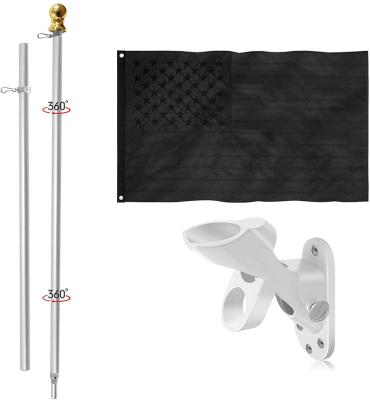 China ALL 3x5 ft Black American Flag Kit Including 100% Polyester All Black Flag 6 ft USA Aluminum Pole Bracket and 2-Position Flag Pole for sale