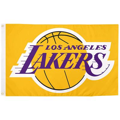 China ALL Factory Supply For 100% Polyester Basketball Team NBA LA Lakers Flag 3 x 5 Banner Flag With Brass Grommets for sale