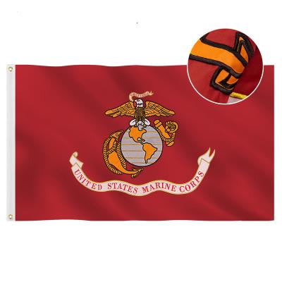 China Vivid Supply 210D 3x5 Both-sided Embroidered Nylon Pi United States Military Marine Corps Flag Color Factory for sale