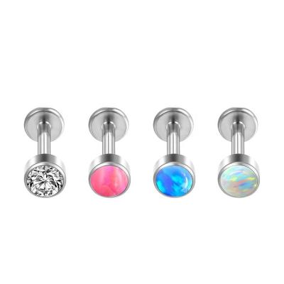 China FASHIONABLE Wholesale Titanium Opal Zircon Labret Stud Body Jewelry G23 Lip Stud Lobe Piercing for sale