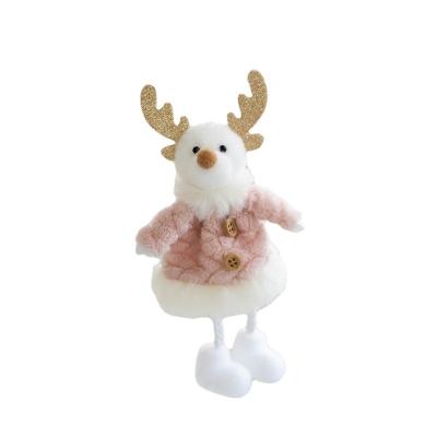 China Plush Christmas Moose Elk Elder Snowman Doll Christmas Tree Mini Doll Christmas Ornament Pendant for sale