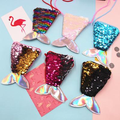 China Reversible Glitter Sequins Fish Tails Shape Christmas Gift and Messenger Bag for Kids for sale