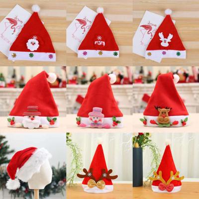 China Plush Christmas Party Gift Cartoon Santa Claus Snowman Santa Claus Snowman Deer Glowing Hat for sale