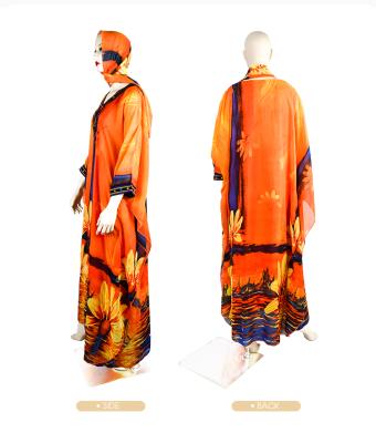 China Polyester Abaya Woman African Print Dress Women Plus Size Casual Long for sale