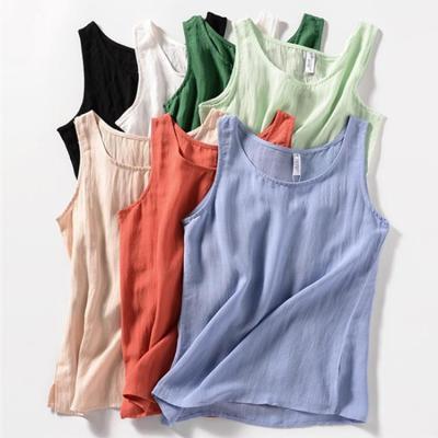 China 2020 New Linen Summer Viable Sleeveless Girls Vest Loose Women Camisole Crop Tank Tops for sale