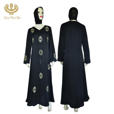 China LatestTurkey Abaya Stone Top Turkish Casual Abaya Polyester Long Dress For Muslim Women for sale