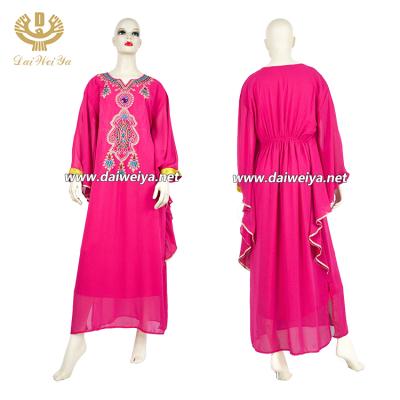 China Embroidery Muslim Abaya Dress Polyester Chiffon Islamic Clothing Women for sale