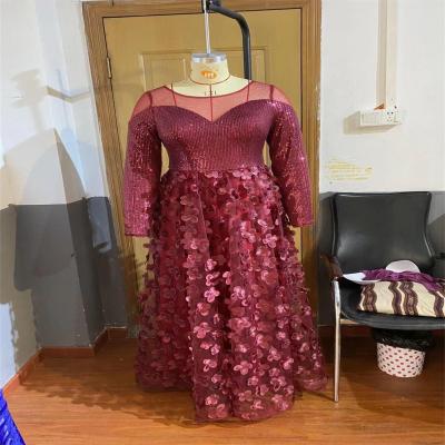 China New style hot viable high quality lace autumn sale prickly women's casual obese mom oversized dress for sale