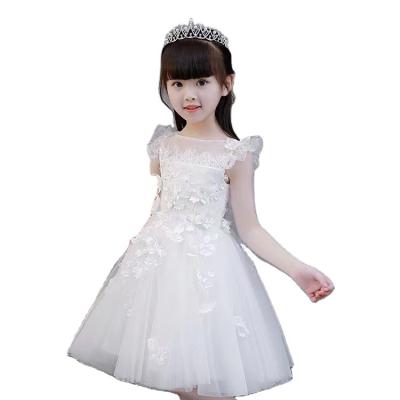 China 2023 Hot Sale Tulle O-Neck Sleeveless Embroidery Dress Breathable Zipper Invisible Girl Dresses for sale