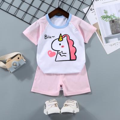 China 2023 Hot Casual Style Boys' Suit O-Neck Shoulder Buttons Cartoon Printing Boys Clothing Set for sale