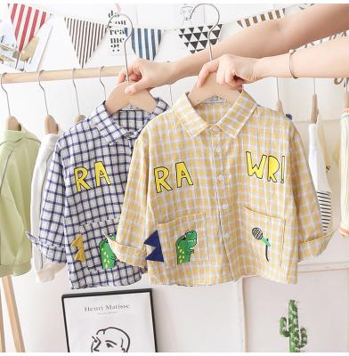 China 2023 casual new style cotton plaid shirt turn-down collar sleeveless long print boys clothes sets for sale