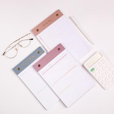 China Easy To Tear Personalized Morandi A5 100gsm PU Paper Leather Tear Off Daily Planner Notepad With Logo for sale