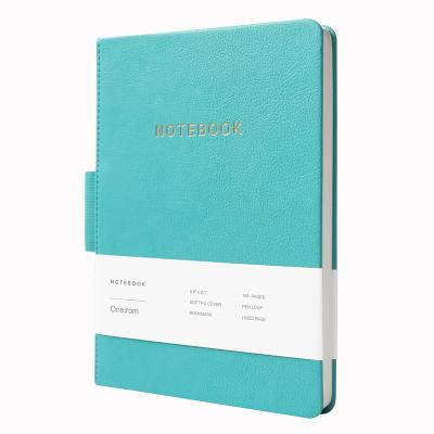 China 100gsm Lined Hardcover Notebook PU Leather Diary Sewing Binding Journal A5 Hardcover Office Supplies with Pen Loop for sale