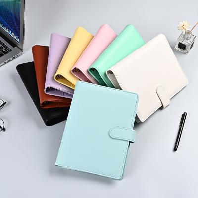 China Magnetic In Running Accessories Multi Colored PU Loose Leaf 6 Rings A6 Budget Leather Binder With Magnetic Buckle Closure for sale