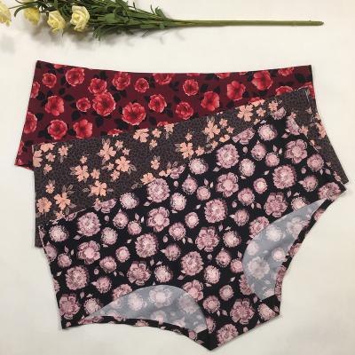 China Anti-Static Drop Shipping Big Size 1XL-3XL Women's Panties Sexy Ladies Briefs Plus Size Printed Seamless Women's Panties for sale