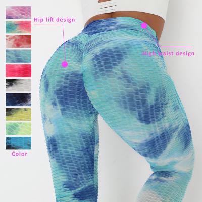 China Breathable Hot Selling Europe and America Stylish Tie Dye Sporty Life Yoga Pants Seamless Hip Lift Fitness Gaiters For Women for sale