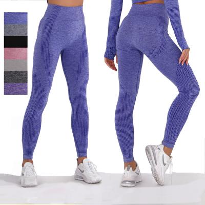 China 2021 Quick-Drying Breathable Fitness Jogging Sporty High-waist Pants Gaiters Hip-lifting Seamless Jacquard Dots Yoga Pants For Women for sale