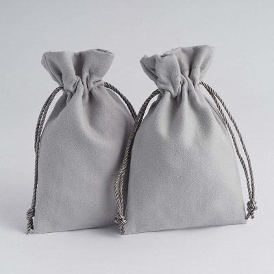 China jewelry & Watch & Eyewear Luxury Ulikeke Gray Gift Package Velvet Suede Drawstring Bag for Jewelry Pouch for sale