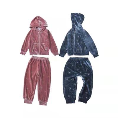 China 2021 environmental protection factory sales spring and autumn new children's clothing velvet suit fashion girl hoodie for sale