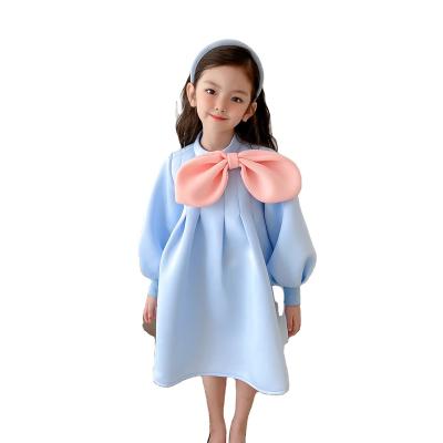 China 2021 new autumn children's birthday dress large bow Korean children's pure color viable princess skirt for sale