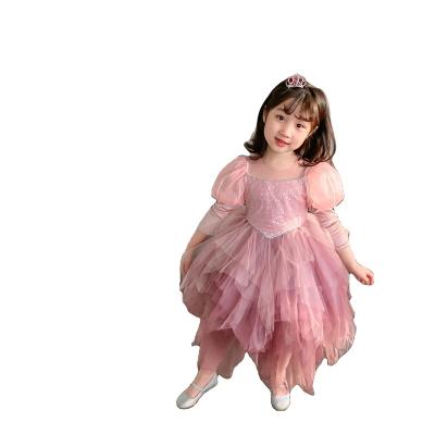 China Viable new 2021 fall princess gradient sequins dress western style girls sheath long pompous dress for sale