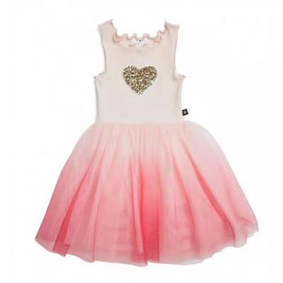 China New High End Custom Made Children's Letter Tutu Gauze Princess Dress Breathable Girl for sale