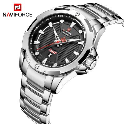 China Full Calendar Naviforce 9161 SB Stainless Steel Watch with Luminescent Dots Men's Watch 3ATM Waterproof Men's Watch for sale