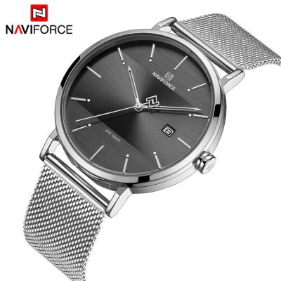 China Naviforce 3008G Calendar Stainless Steel Full Milanese SB Watch Band 3ATM Waterproof Quartz Men's Wearable Watch for sale