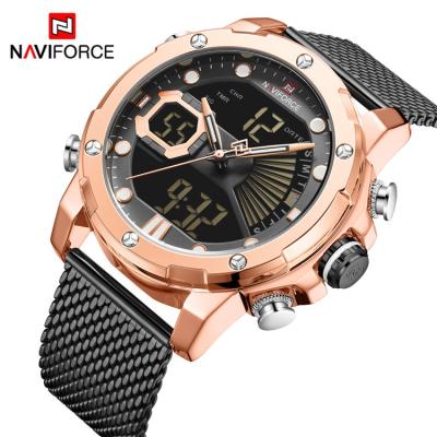 China Full Calendar Naviforce 9172S RGBB Stainless Steel Strap 30M LCD Fashion Business Men Waterproof Watch for sale