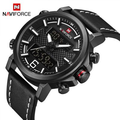 China Naviforce 9135 BWB Dual Movement Full Quartz Band Display Waterproof Leather Men's Sports Watch 3 Atmosphere Naviforce 9135 BWB for sale