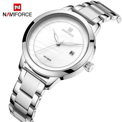 China Full Switch Minimalist Design Naviforce 5008 Calendar Stainless Steel Straps 3ATM Waterproof Calendar Single Women's Quartz Watch for sale