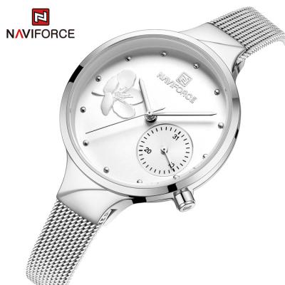 China Full Calendar Naviforce 5001S SWS Milannis Stainless Steel Cherry Blossom Quartz Watch 3ATM Waterproof Ladies Wrist Decoration for sale