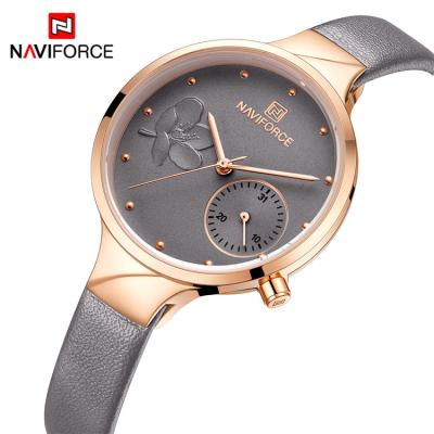 China RGGYGY Full Calendar Naviforce 5001 Simple Waterproof Leather Straps Calendar 3ATM Ladies Use Quartz Watches Accepted for sale