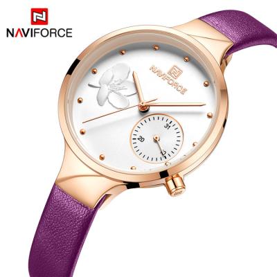 China Naviforce 5001 RGWPE Full Calendar Simple Fashion Leather Straps Simple Design 3ATM Waterproof Ladies Quartz Watch for sale