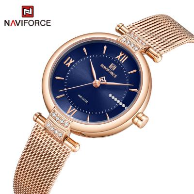 China Naviforce 5019 RGBE Milan Stainless Steel Straps Thin 3ATM Romanized Calendar Full Waterproof Quartz Women's Watch Accessories for sale