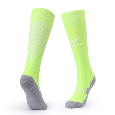 China Viable Striped Polyester Stocking Soccer Socks High Compression Football Knee High Sports Sponge Towel Unisex Socks for sale