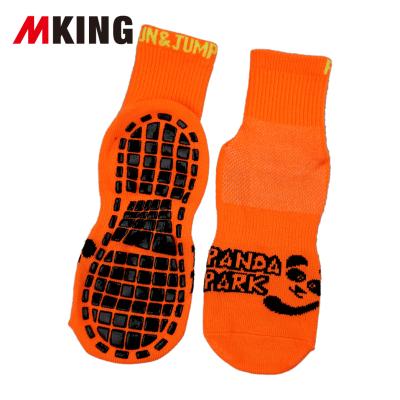 China Disposable Factory Wholesale Custom Logo Orange Polyester Trampoline Jump Park Socks With Different Size For Kids And Adults for sale