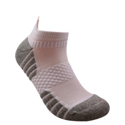 China Antibacterial Functional Stocking Cut Cotton Terry Padding Premium Custom Mens Gray Sport Ankle Socks With Massage Terry Cushion Bottom for sale