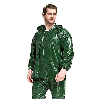 China Hot Selling Olive Green Waterproof Men Split PU Raincoat Bachelorette Raincoat for sale