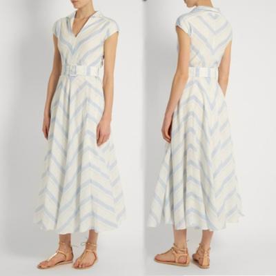 Cina Moda Nuove Donne Blu Bianco Maxi Abito Ragazze Abito Involucro Donne Abito A Righe Causale Per Ingrosso in vendita