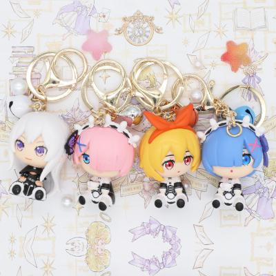 China Souvenirs Gifts Anime Re:Life In A Different World Anime Figures Zero Mini Keychain Rem Ram Action Pendant Keychains for sale