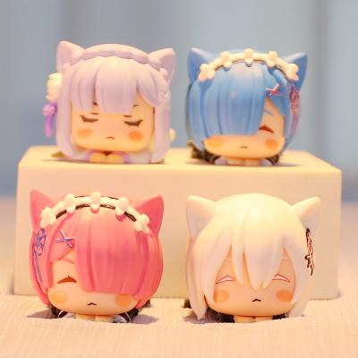 China Different World Of Toy Anime Re Life In A Cute Toy Cartoon Rem Ram Lying Down Action Figures Zero Action Girl Figures for sale