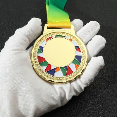 China Custom Europe Sport Award Metal Gold Plated Silver Bronze Medal With Ribbon Decorations Gifts Home Souvenir Medal for sale