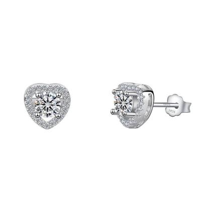 China CLASSIC 0.5 Carat 925 Sterling Silver Heart Shaped Moissanite Earrings Women Stud Earrings for sale