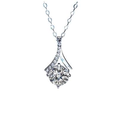 China CLASSIC Jewelry 2021 Fashion 925 Sterling Silver Necklace 1Ct Moissanite Pendant Necklace for sale