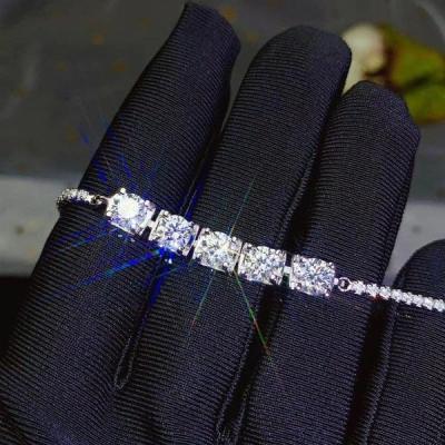 China KIBO 5 Stones 3.5ctw 5mm Series Cut 14K White Gold Moissanite CLASSIC Link Bracelet for sale