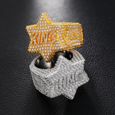 China Hiphop Fashion Mens Custom Star Iced Out S925 VVS1 Moissanite Silver Rings for sale