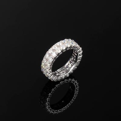 China Hiphop Fashion 925 Sterling Silver Two Row Diamond Moissnaite Ring for sale