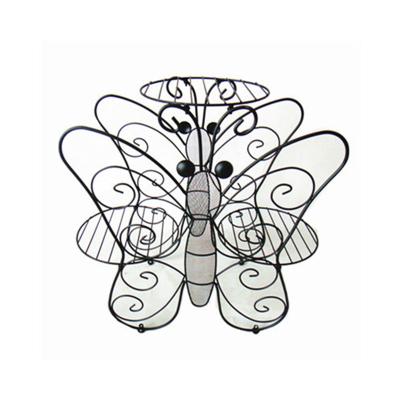 China 3 Tier Modern Metal Butterfly Flower Shelf Wrought Iron Plant Pots Or Racks for sale